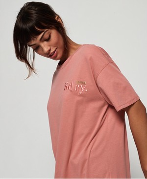 Superdry Mila Oversized Graphic Női Pólók Rózsaszín | CAXJK3906